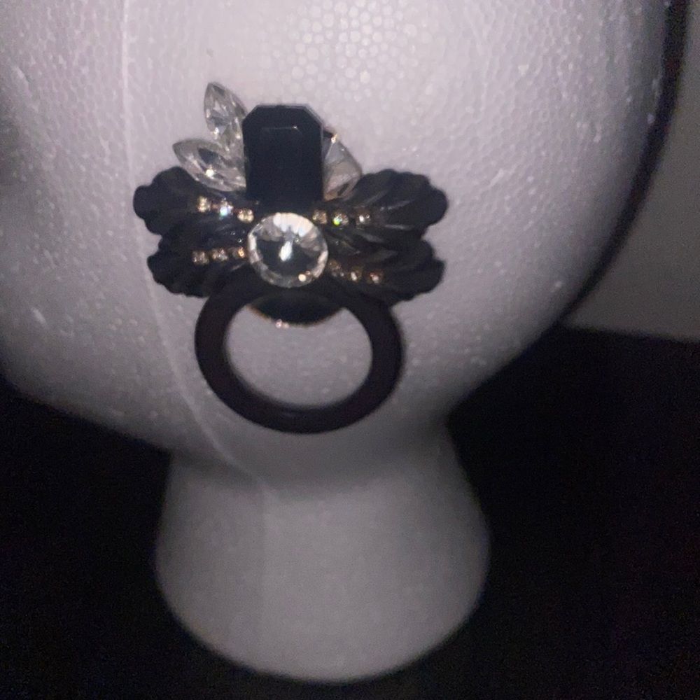 Vintage art deco earrings| 1980’s| black and crystal earrings